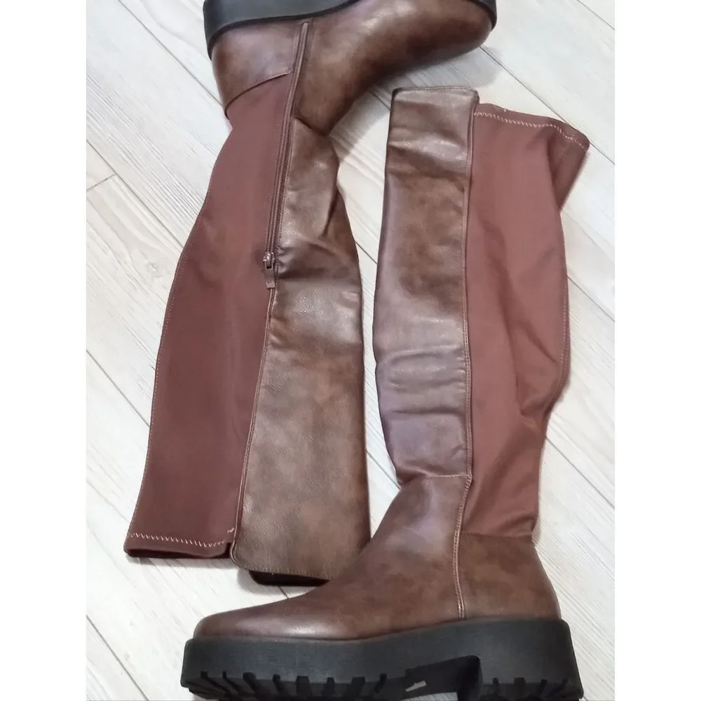 (R-4611) Dirty Laundry Womens Maybellene Chunky Heel Over the Knee Boots Sz 9.5